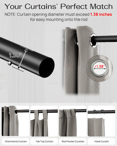 EZFurni tension rod heavy-duty construction supports daily indoor use.