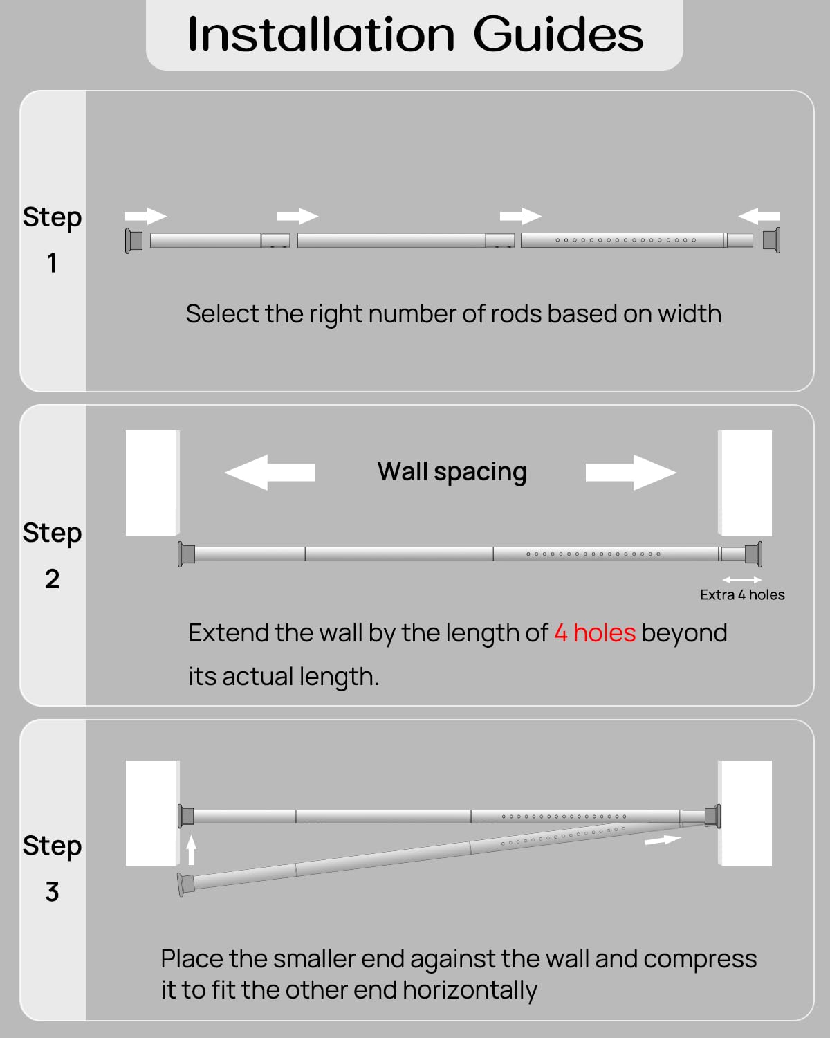 EZFurni tension rod heavy-duty spring resists sag over long spans