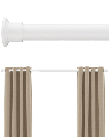 EZFurni tension rod with locking system secures curtains without wall damage