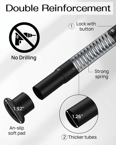 EZFurni tension rod with no-drill install is ideal for renters.