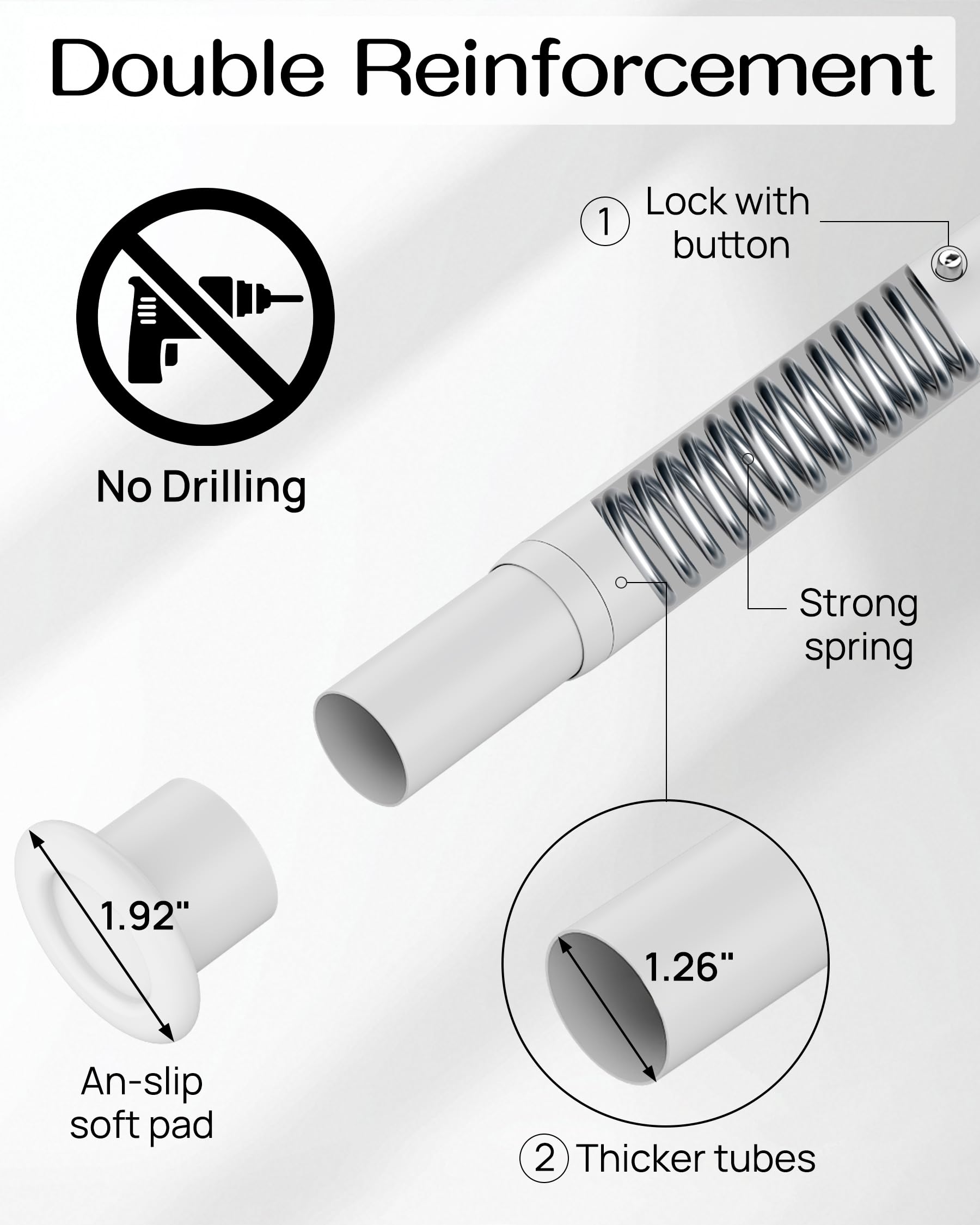 EZFurni tension rod no-drill installation is ideal for renters