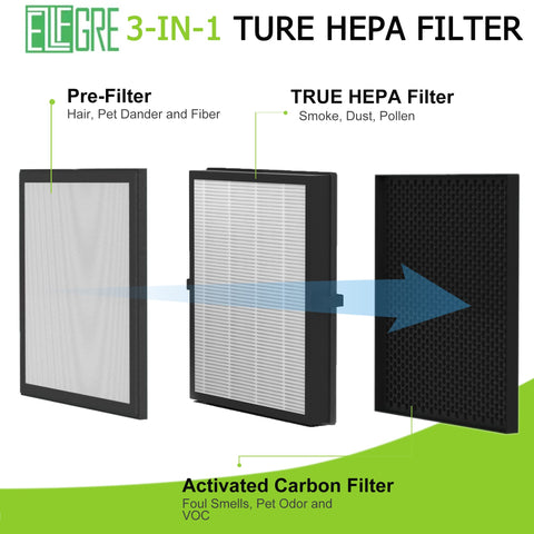 EzLfGre A3 HEPA filter close-up highlights true HEPA performance.
