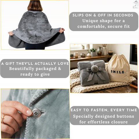 EzrAllora poncho blanket close-up buttons for easy wear