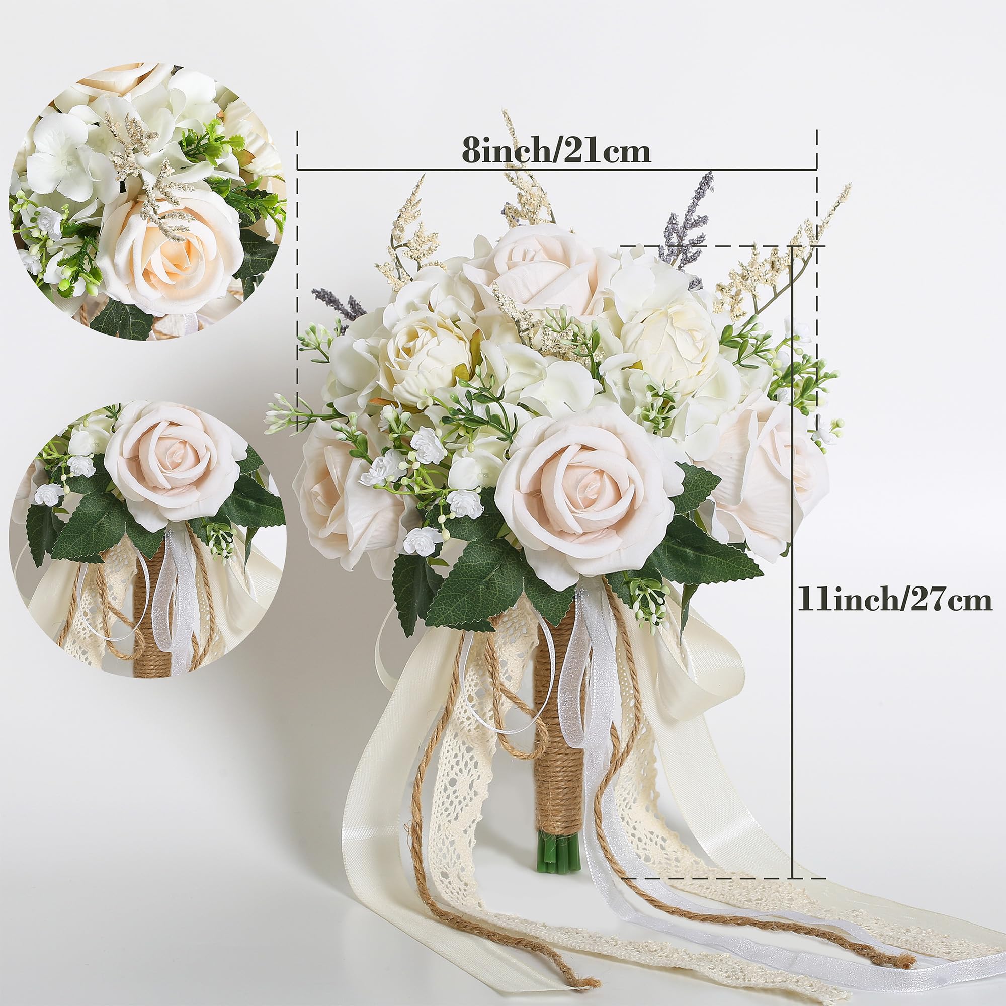 EZsenses bridesmaid bouquet with white roses for timeless elegance and low maintenance