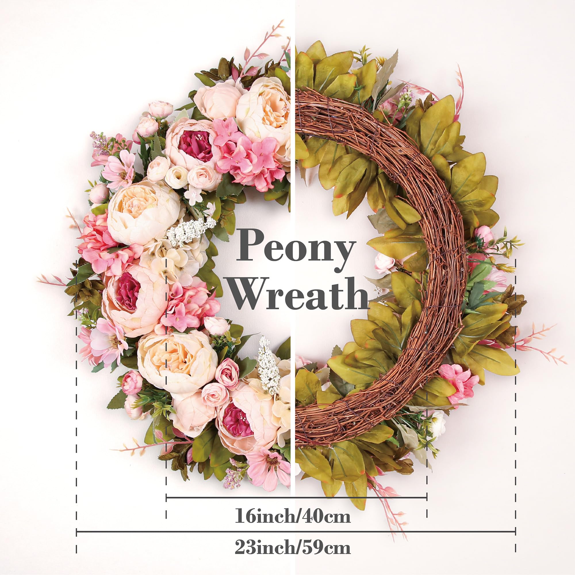 EZsenses Peony Wreath indoor decor adds seasonal charm to living rooms.