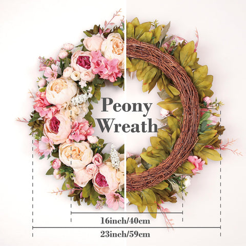 EZsenses Peony Wreath indoor decor adds seasonal charm to living rooms.