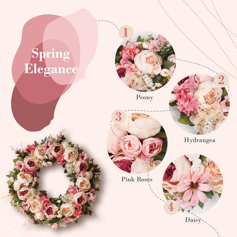 EZsenses Peony Wreath outdoor-ready for porches and sheltered spaces.