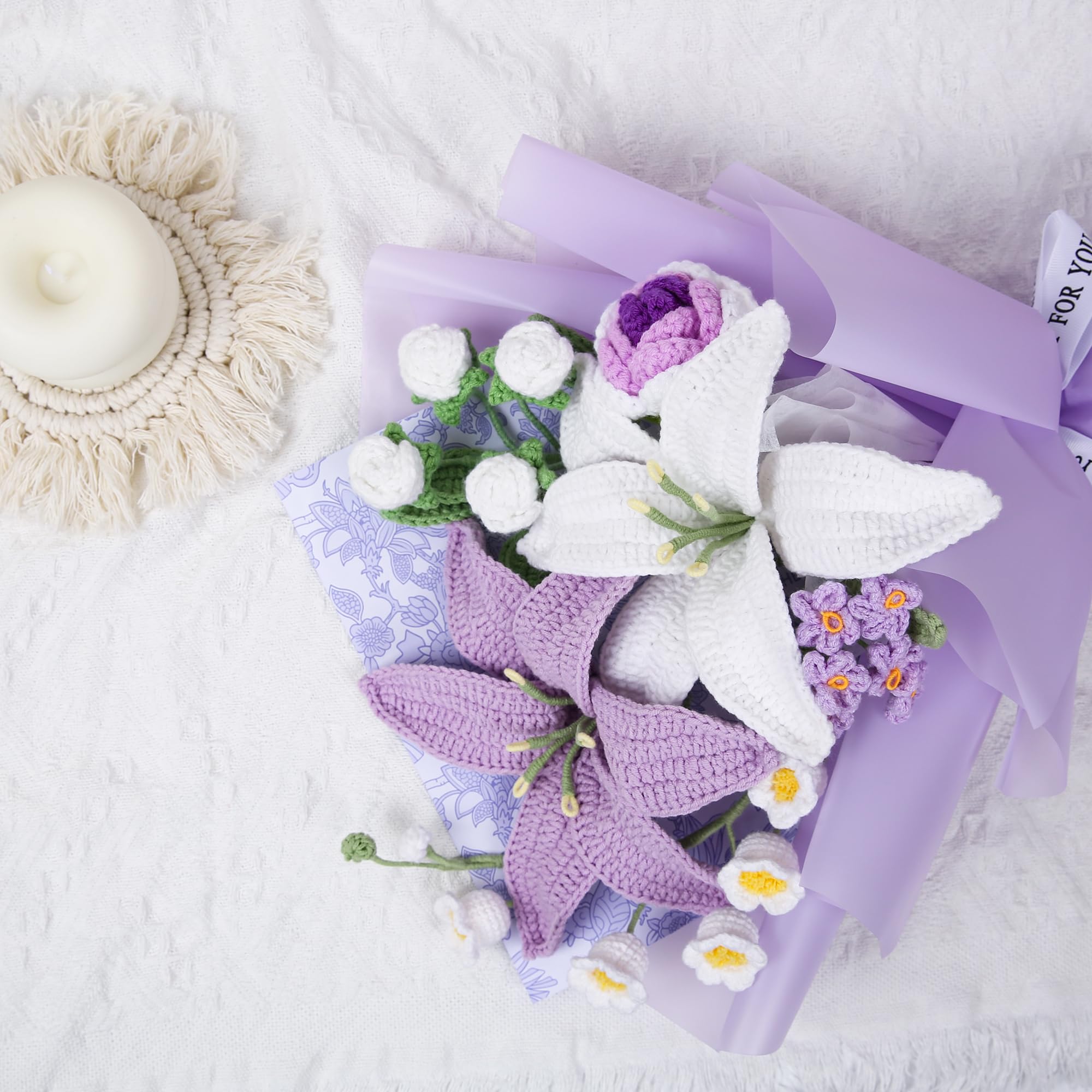 EZsenses textured crochet flowers bouquet emphasizes durable, maintenance-free style