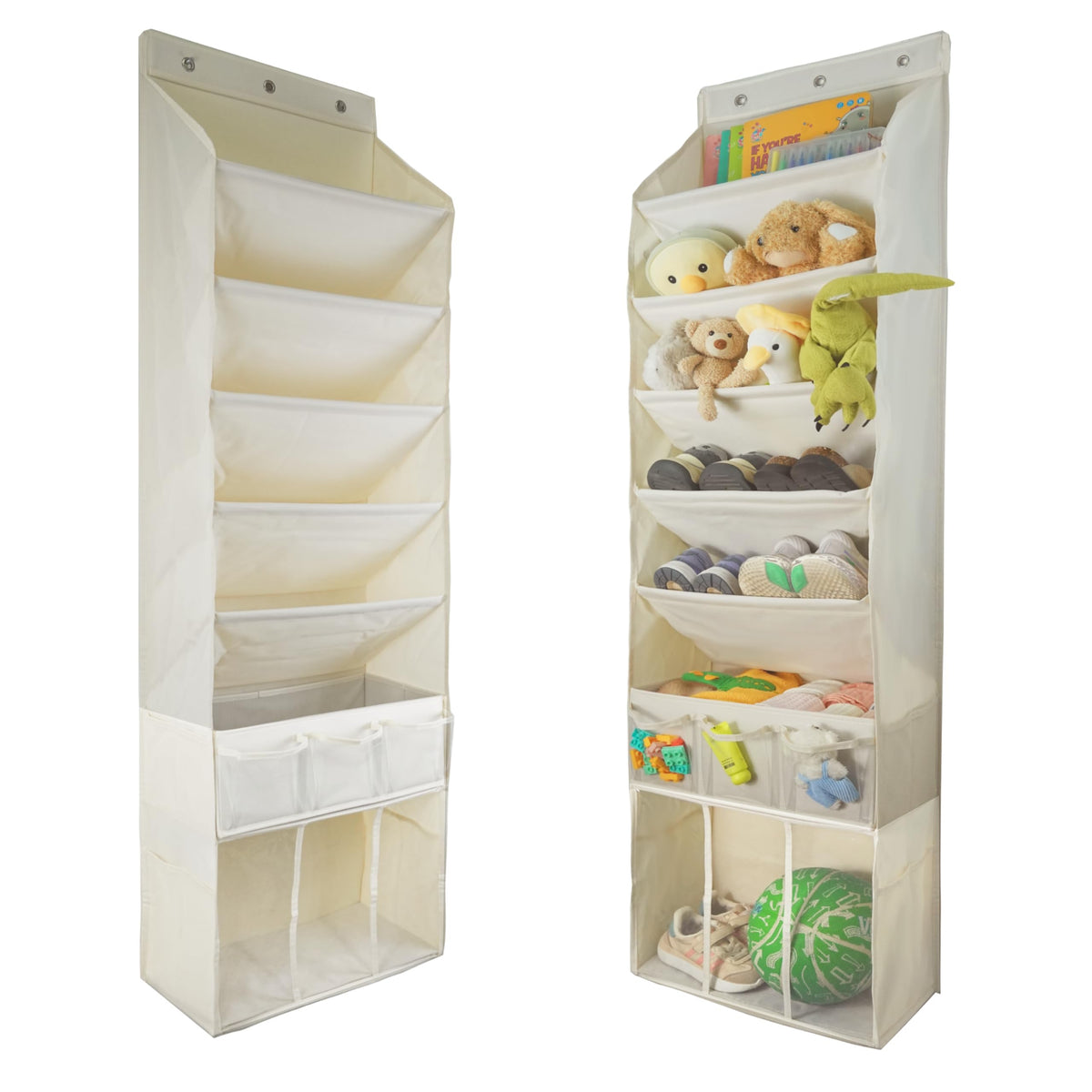 EZVERY 3in1 over-the-door organizer with five slanted compartments keeps shoes neatly organized