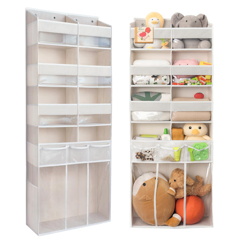 EZVERY extra large over-the-door organizer front view with eight compartments for bulk storage