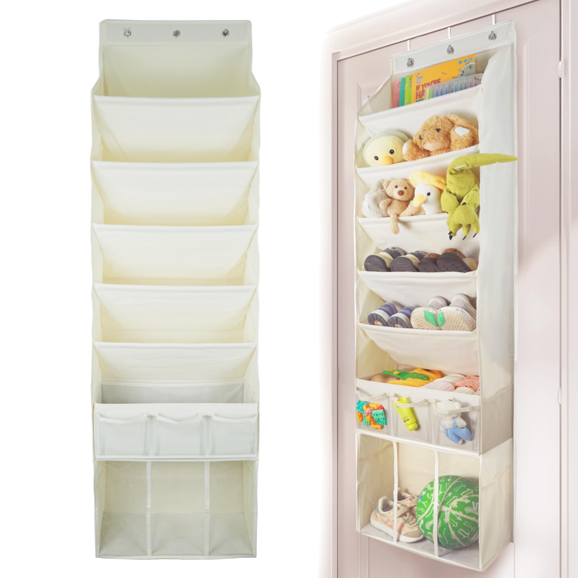 EZVERY over-door organizer with removable middle bin offers flexible storage