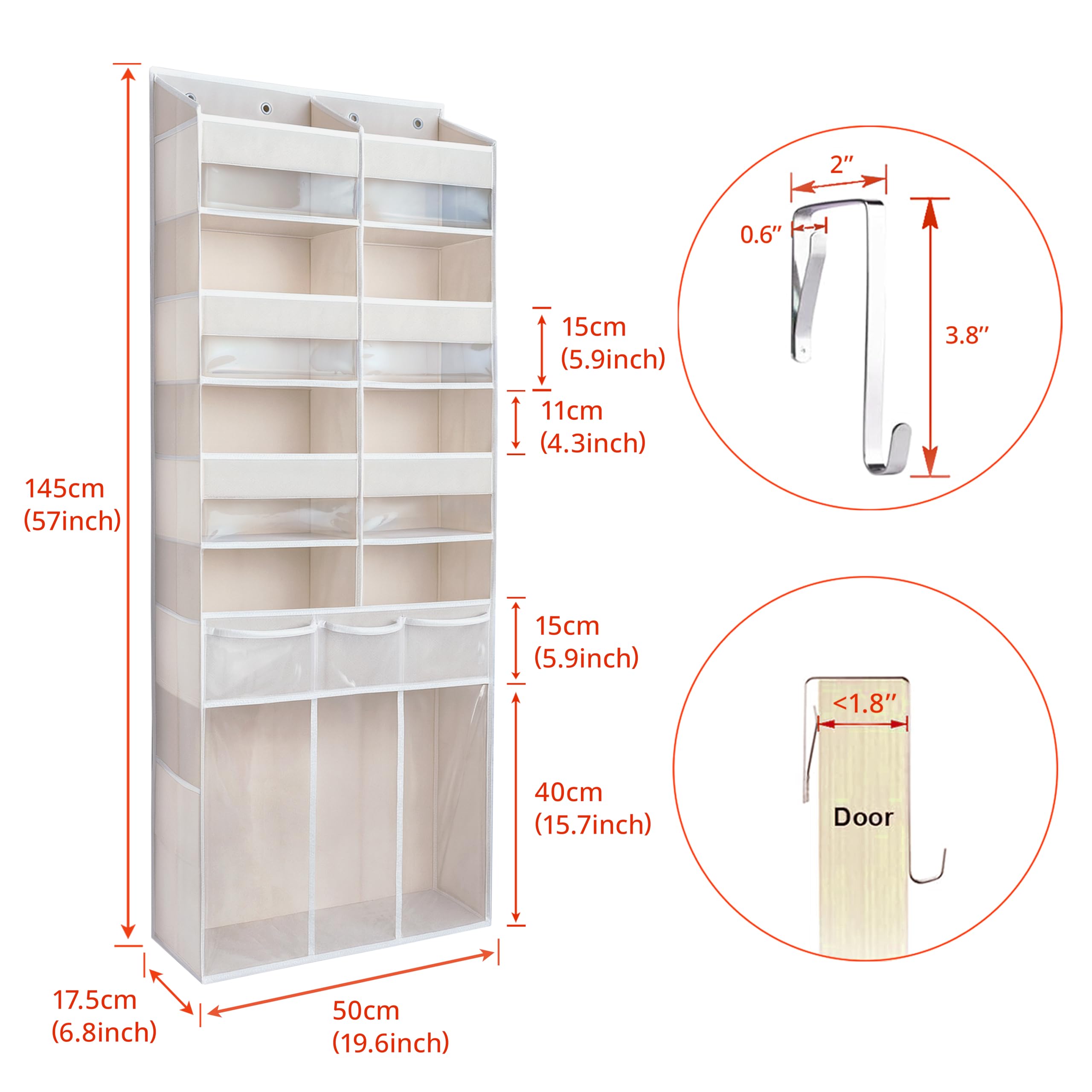 EZVERY hanging organizer installed over a door with metal hooks