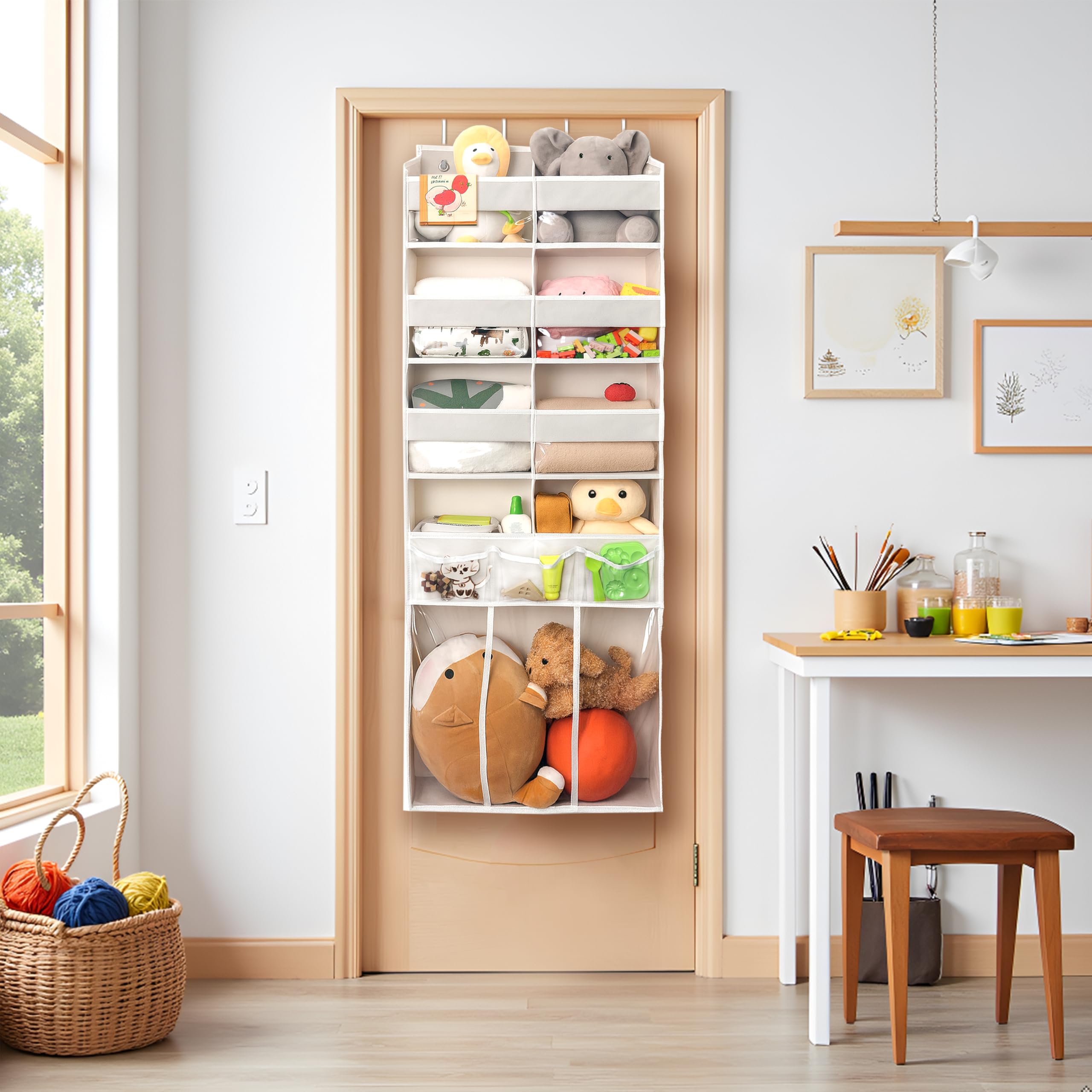 EZVERY over-the-door organizer transparent PVC bottom view for quick access