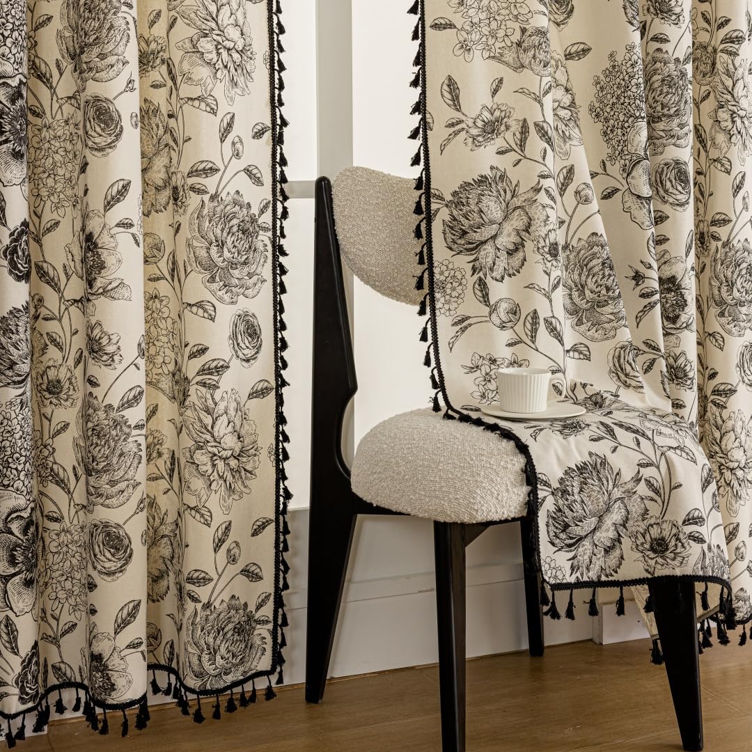 F-CHU 84-inch bedroom curtains provide ample coverage with boho flair.