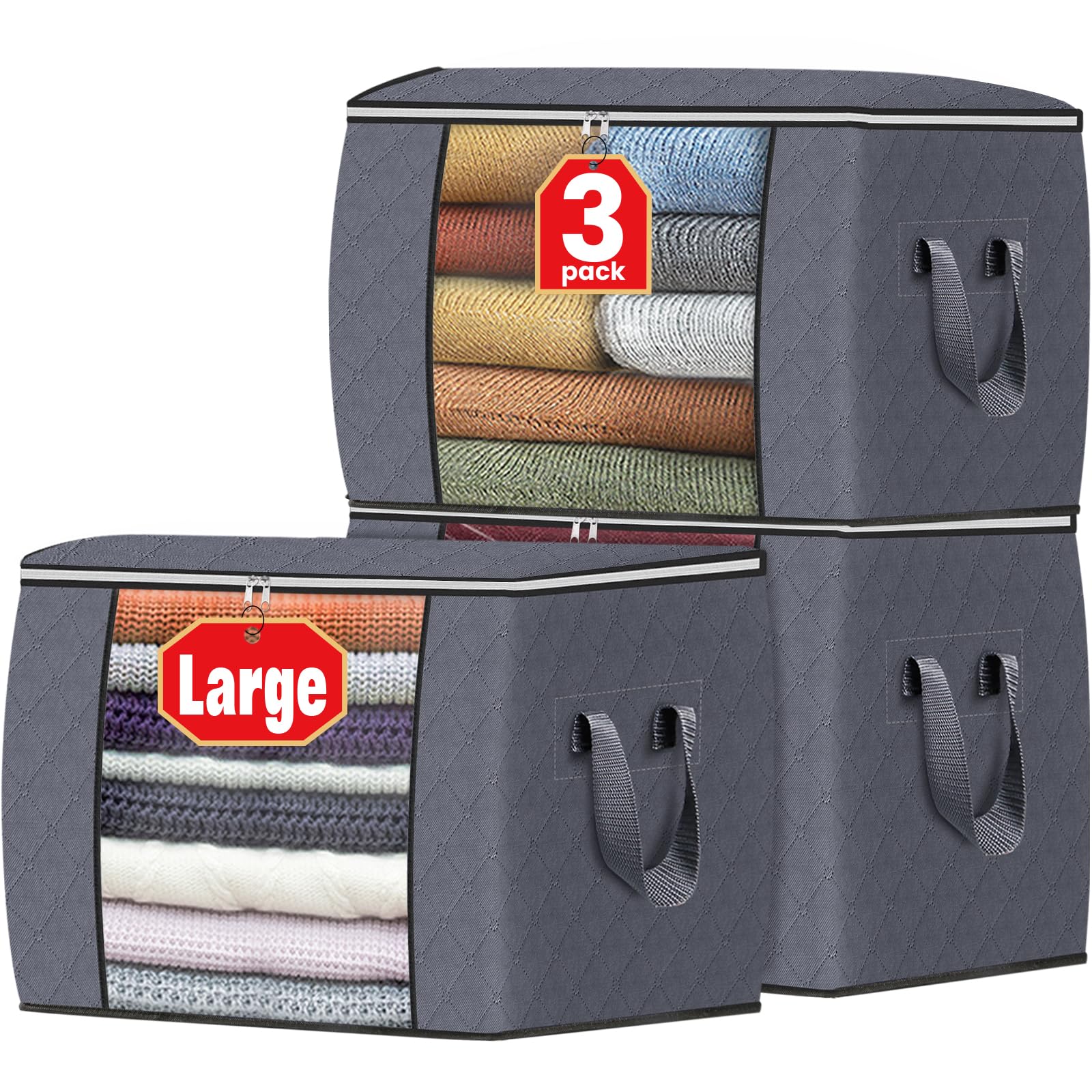 Fab totes 24gal clothes storage bag front view for organized wardrobe