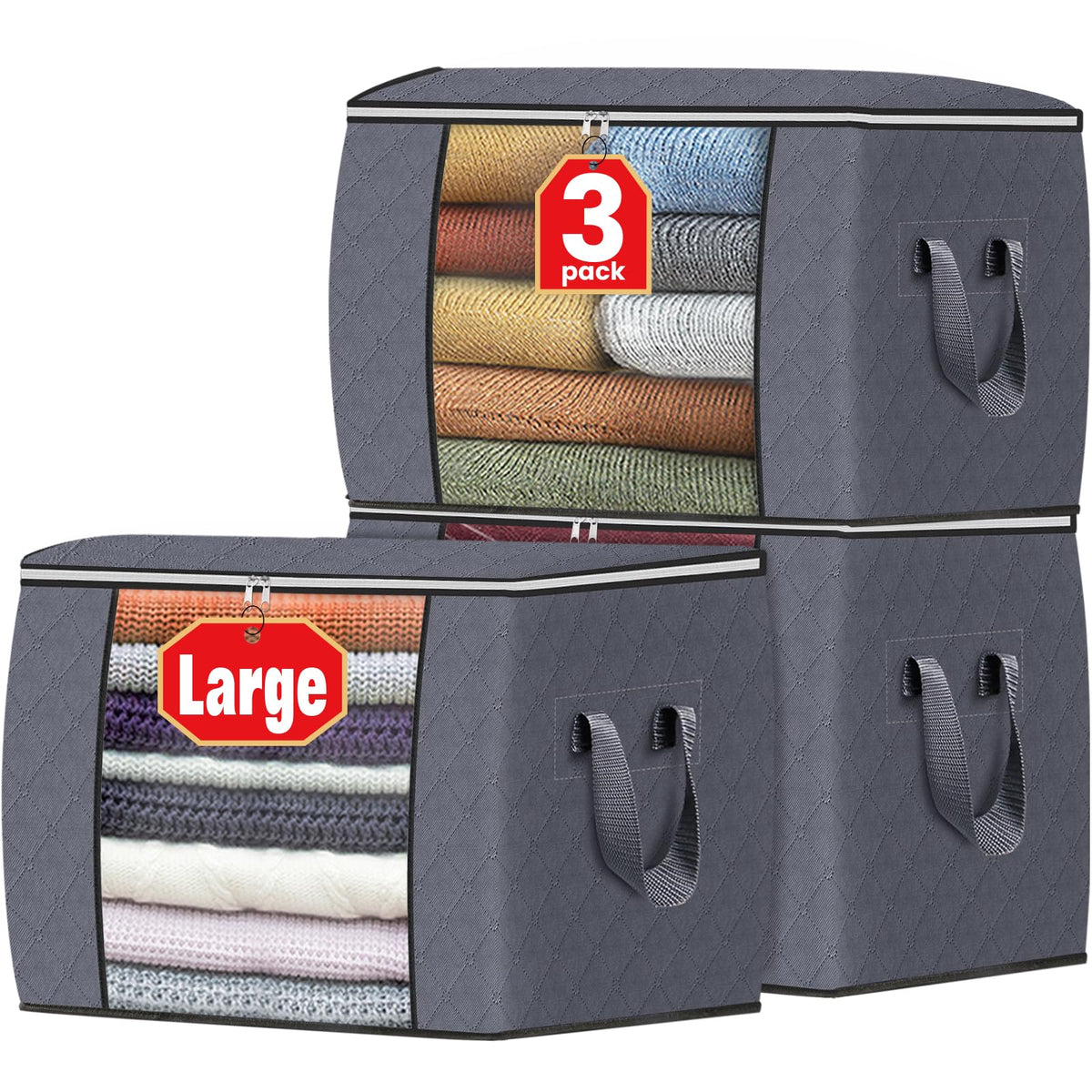 Fab totes 24gal clothes storage bag front view for organized wardrobe