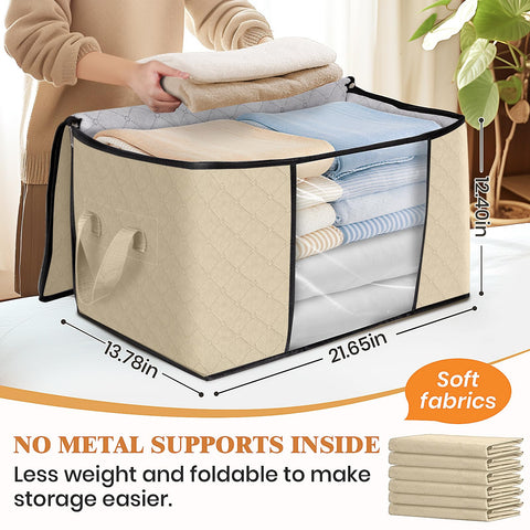 Fab totes 6-pack clothes storage, side view highlighting durable fabric and reinforced handles.