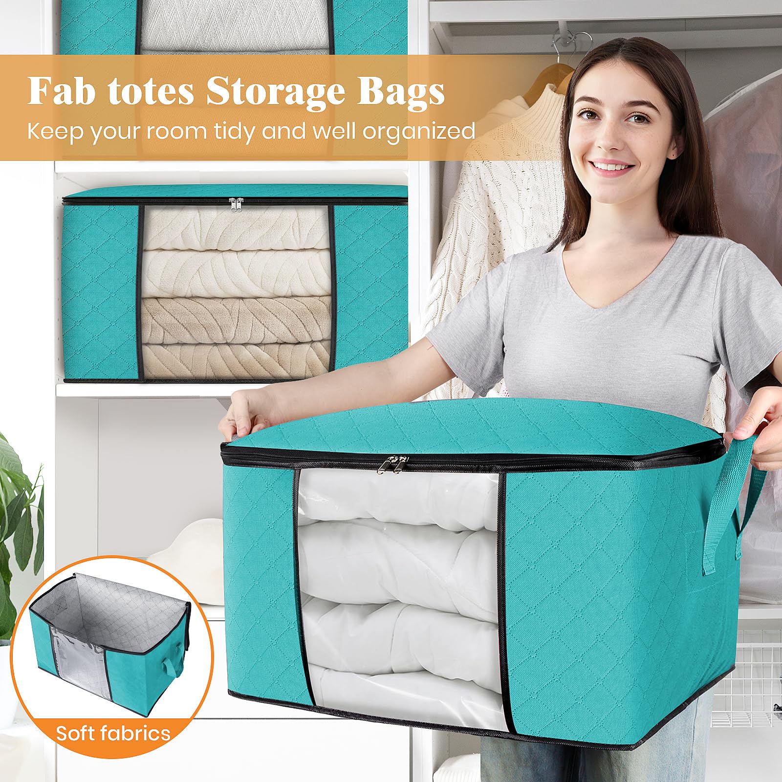 Fab totes foldable and stackable design for easy closet storage