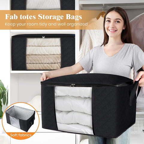 Fab totes foldable stackable design helps save space when not in use.