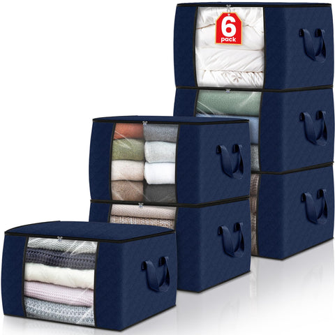 Fab totes storage bags folded in a closet for easy access and organization.