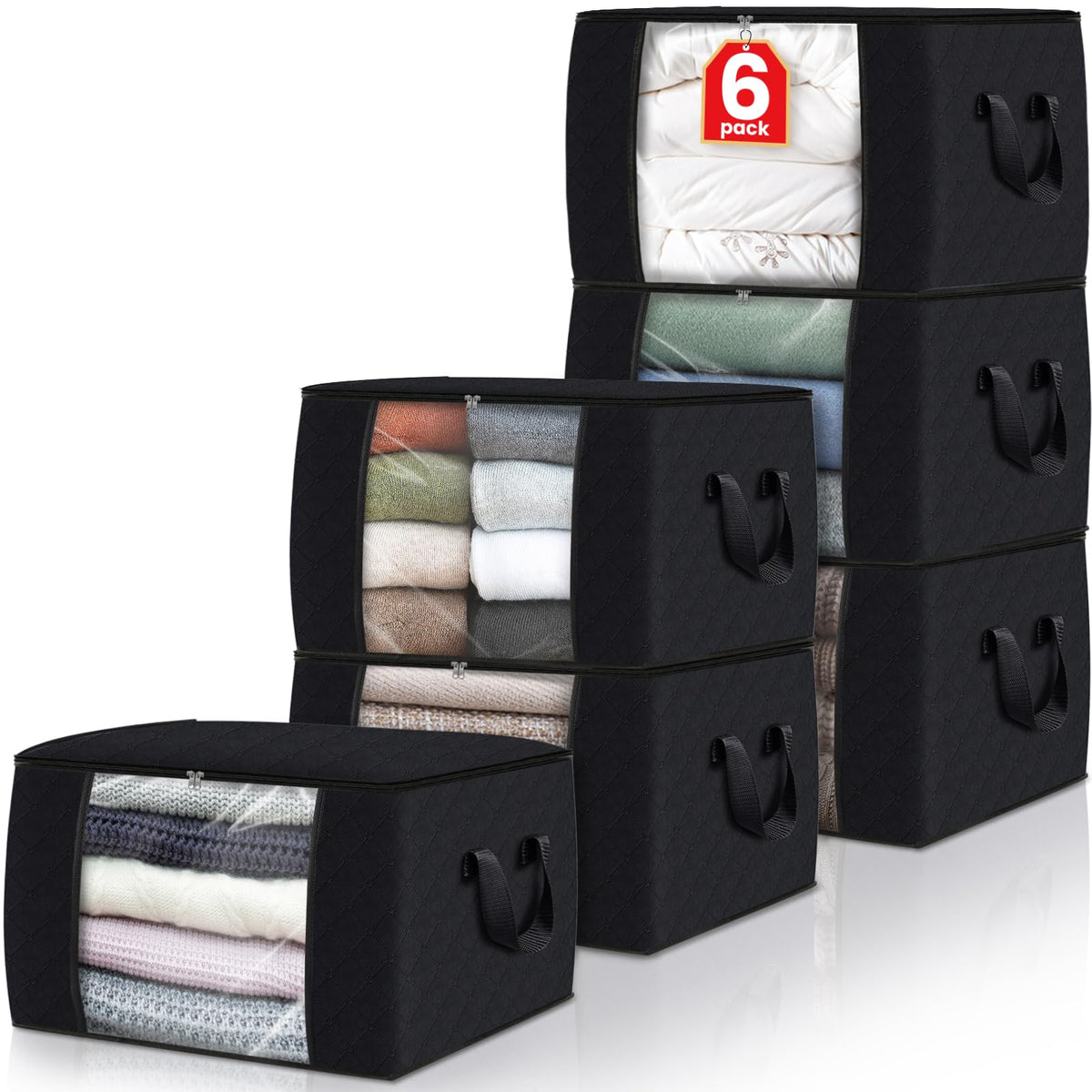 Fab totes storage bags front view showing ample 17-gallon capacity for clothing.
