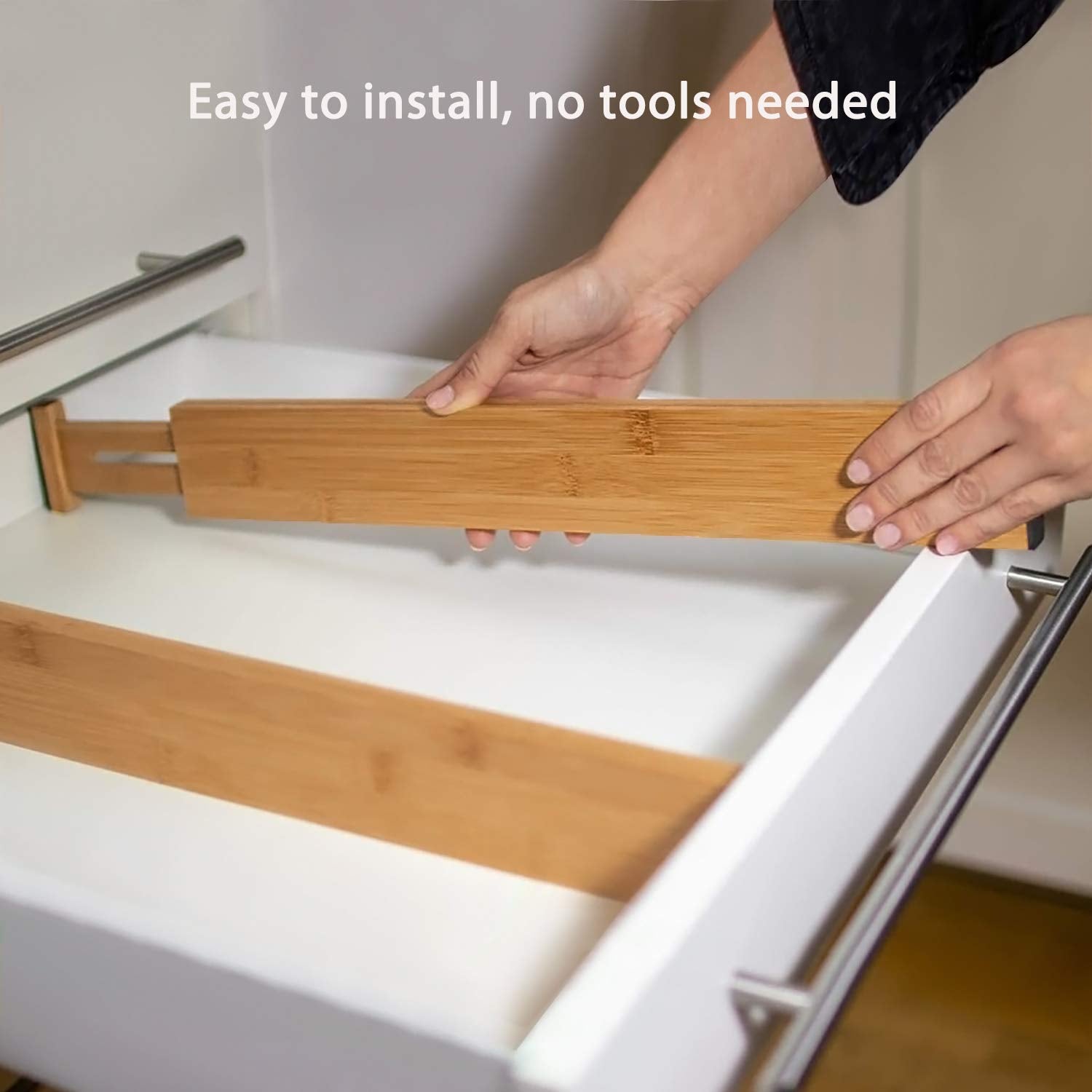 Fabsome baby clothes drawer organizer with separated sections.
