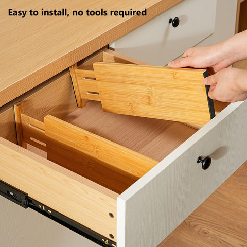 Fabsome drawer organizers create neat clothing sections for T-shirts and jeans.