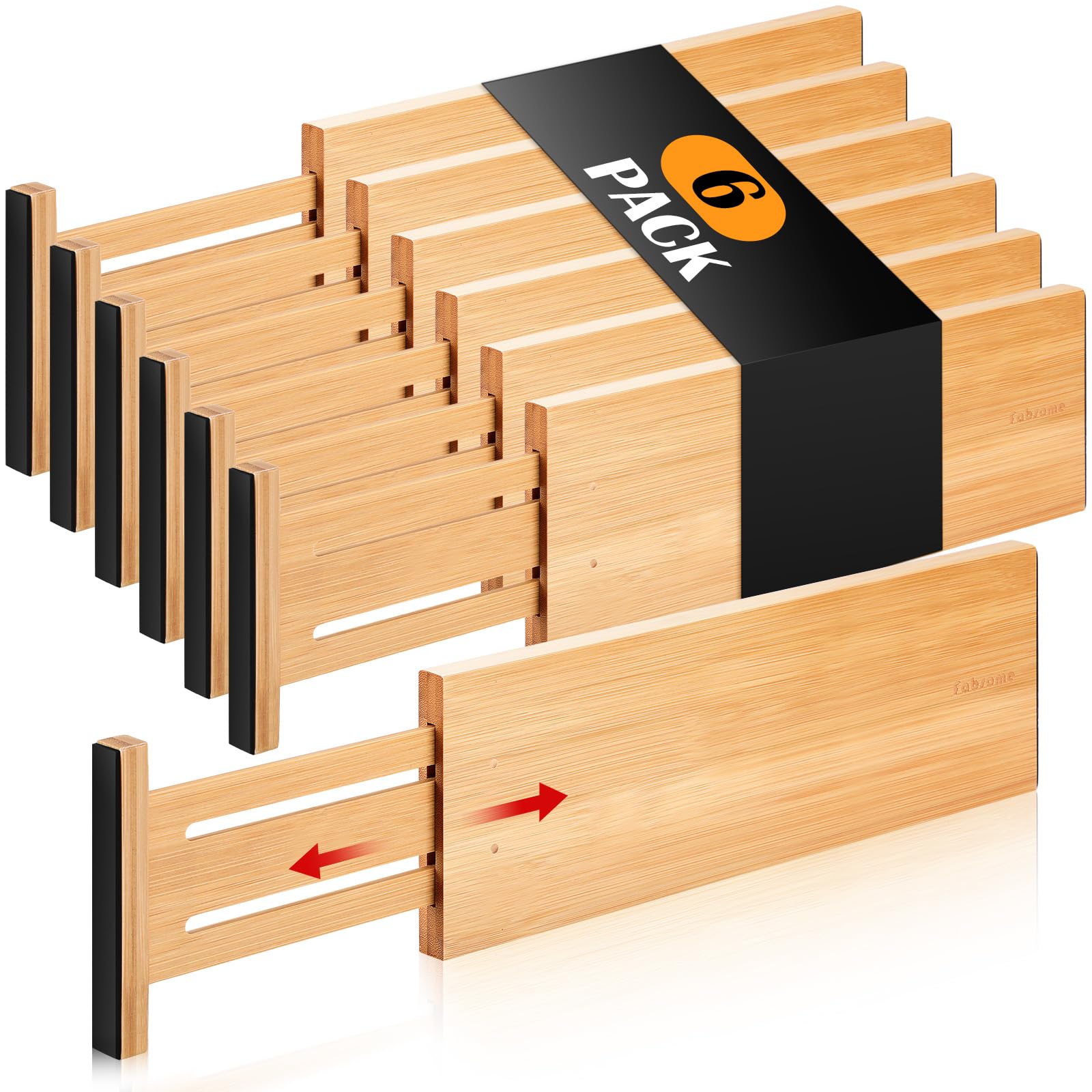 Fabsome bamboo drawer dividers in a six-pack keep clothing neatly separated.