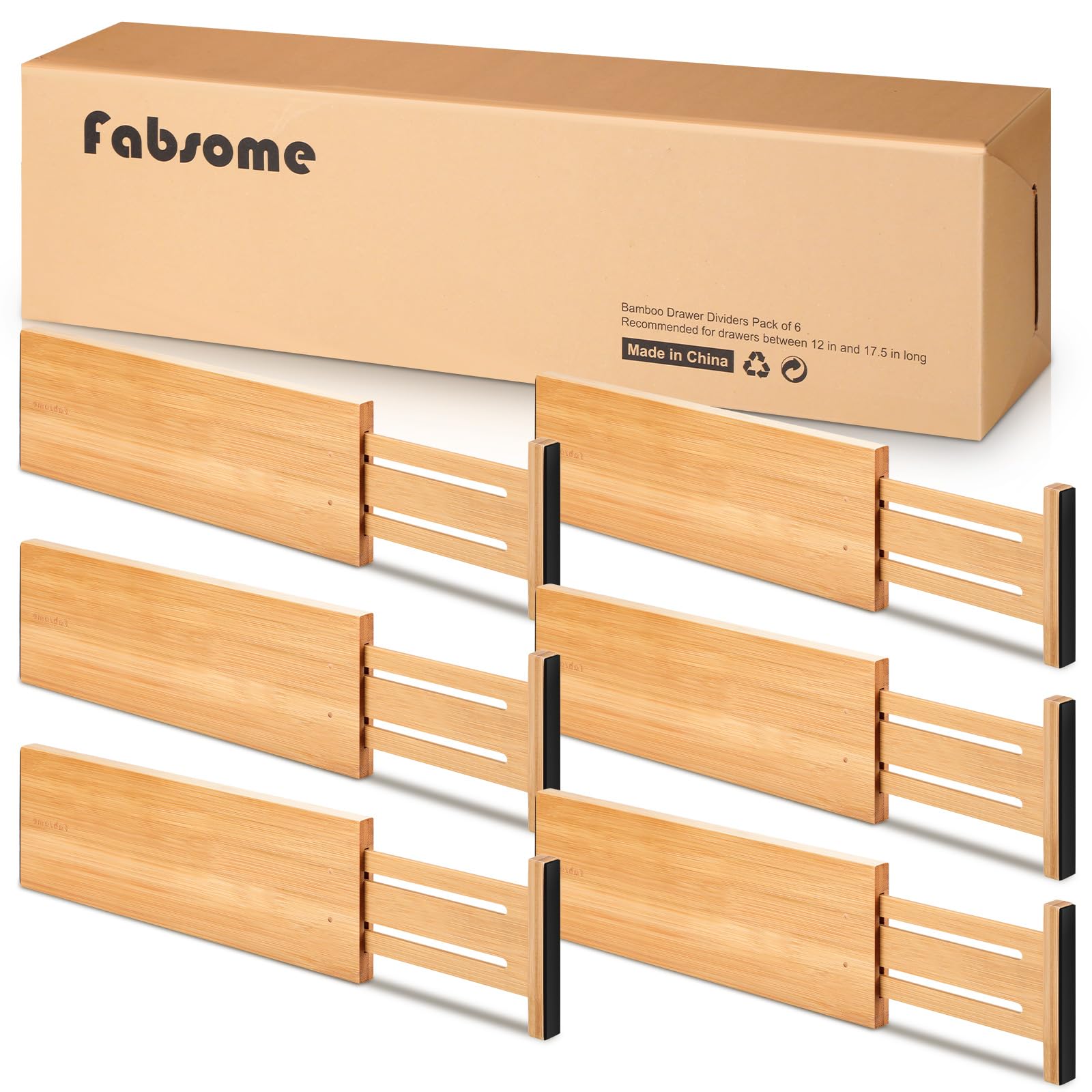 Fabsome six-pack drawer organizers keep clothing neatly separated for faster access.
