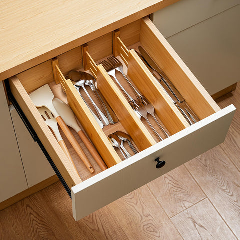 Fabsome durable bamboo dividers maintain fresh look in drawers over time.
