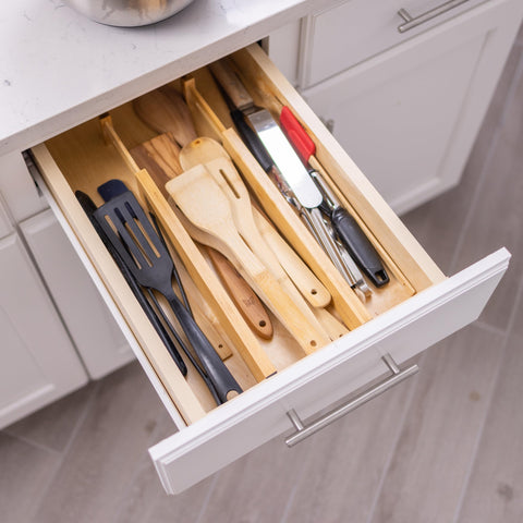 Fabsome divider installs easily without tools in 17 to 22 inch drawers.