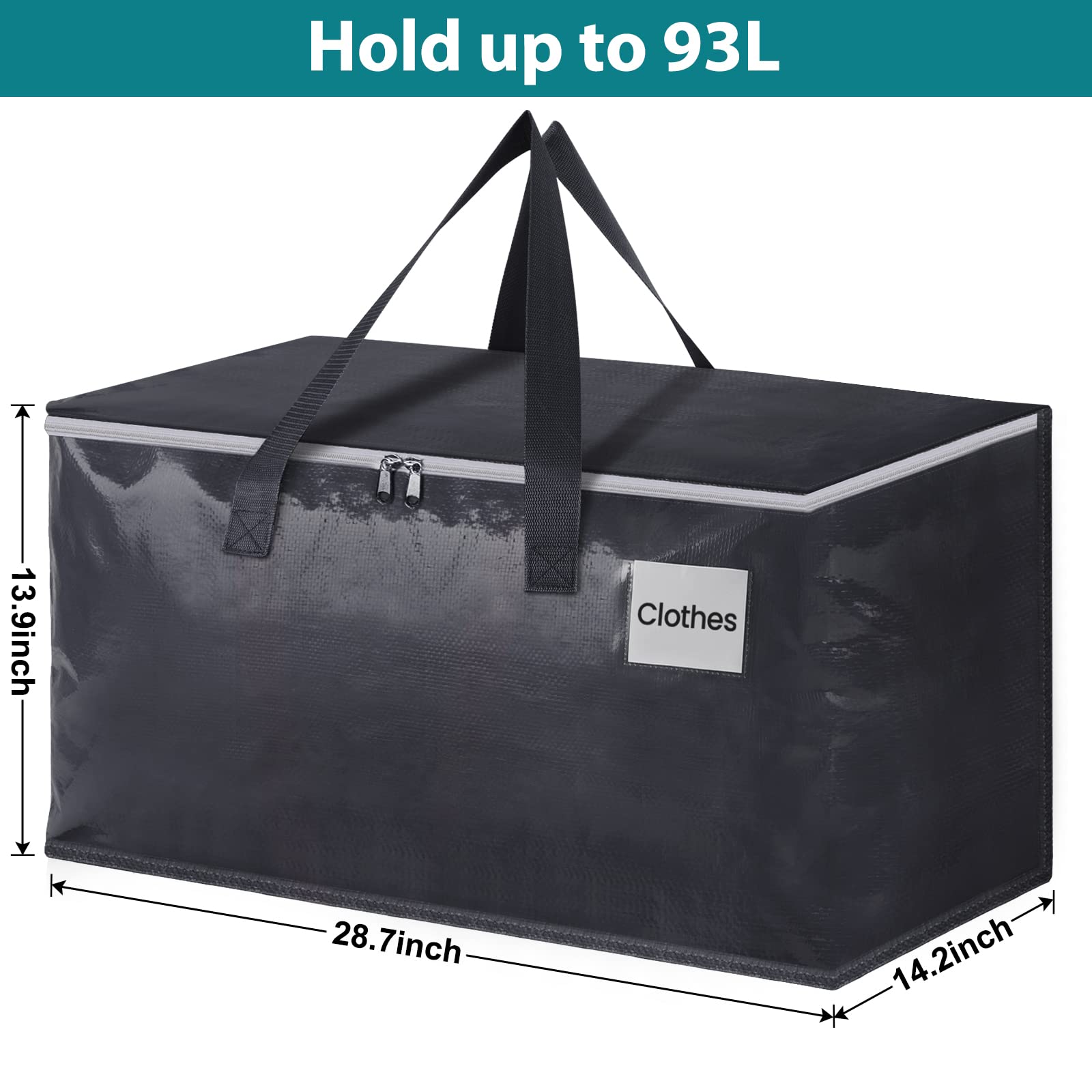 Fabspace 93L moving bag showing dual zipper for easy loading.
