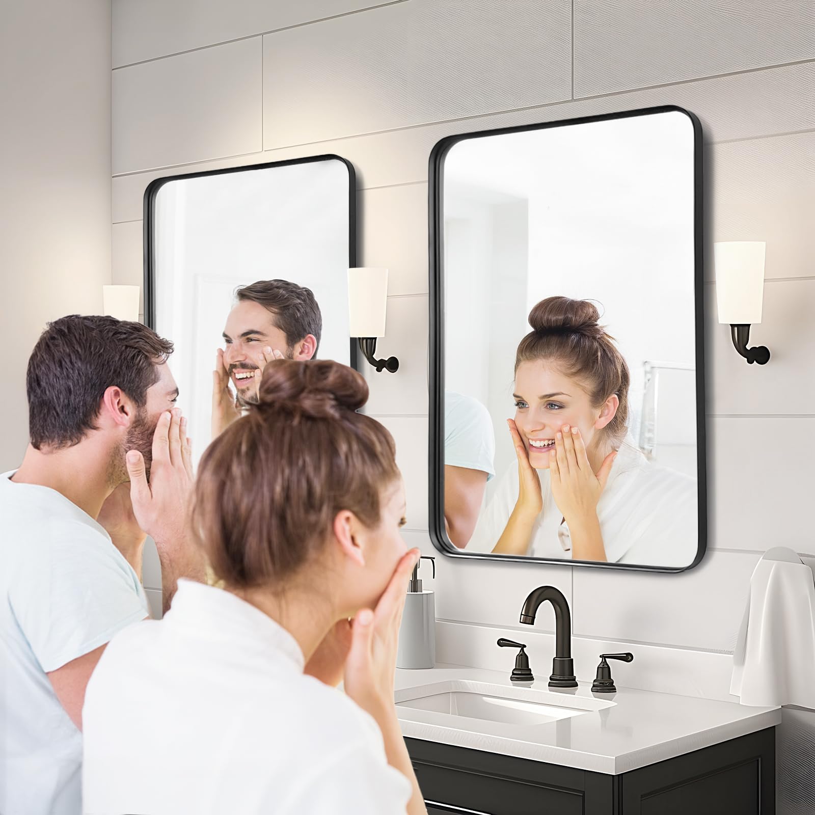 Fabuday black matte frame vanity mirror adds farmhouse style