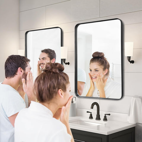 Fabuday black matte frame vanity mirror adds farmhouse style