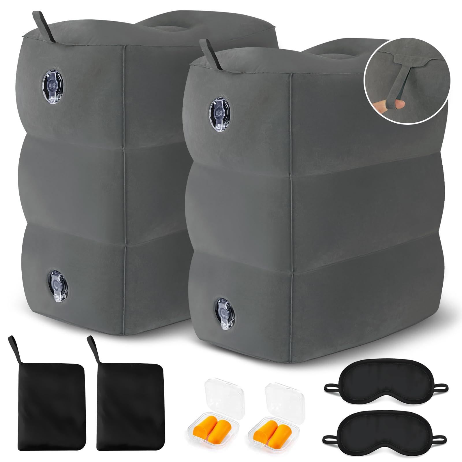 Fabuday inflatable foot rest pillow two-pack for travel comfort.