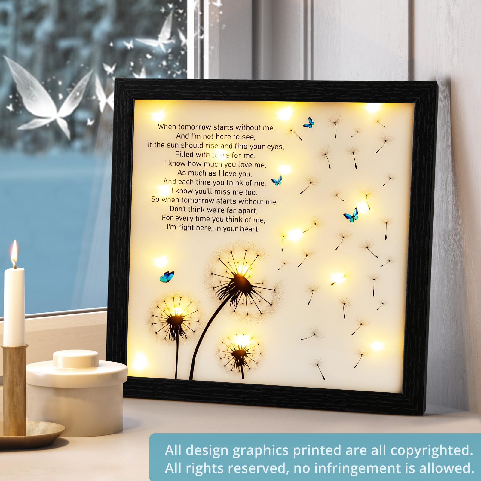 Fabuday shadow box in black wood frame enhances memorial display.
