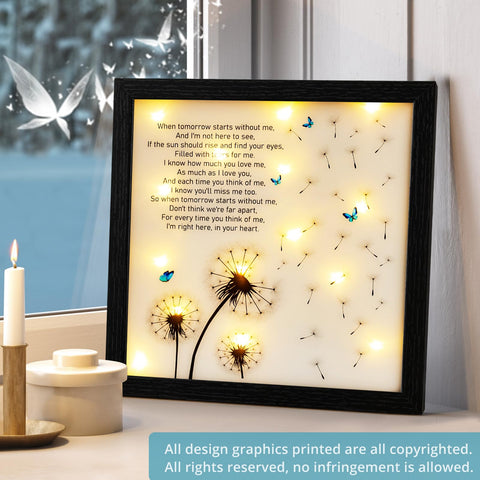 Fabuday shadow box in black wood frame enhances memorial display.