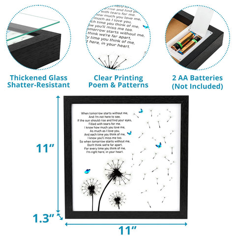 Table stand enables flexible placement of the Fabuday shadow box.