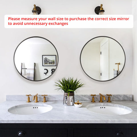 Fabuday round matte-black bathroom mirror adds brightness and modern style.