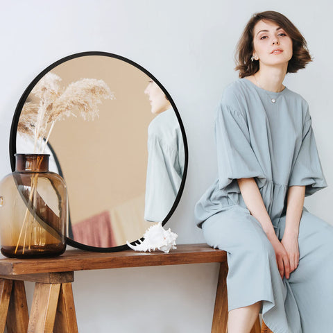 Fabuday round nursery mirror adds a warm focal point for kids’ rooms.