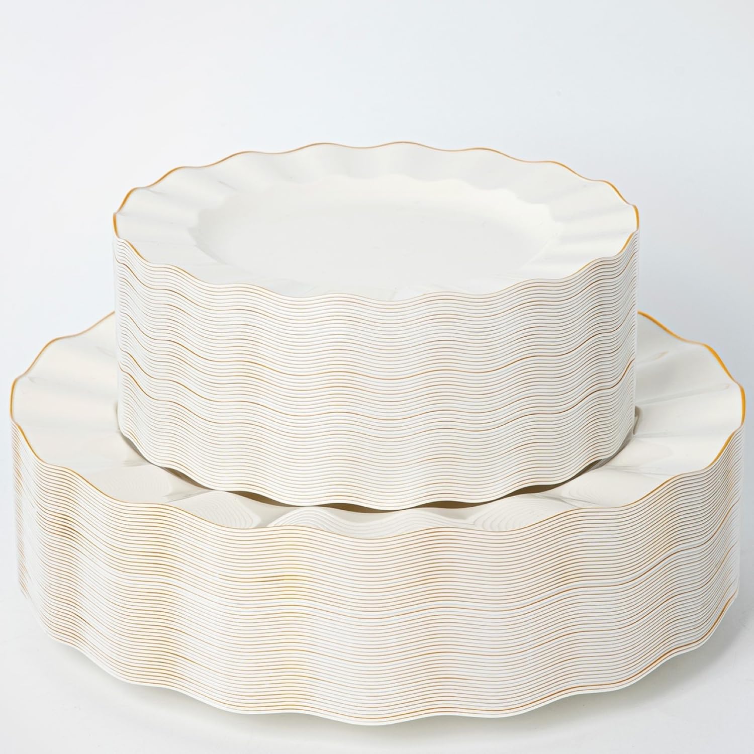 Fabulous Party ivory wave dinner plate with gold trim for elegant dining settings