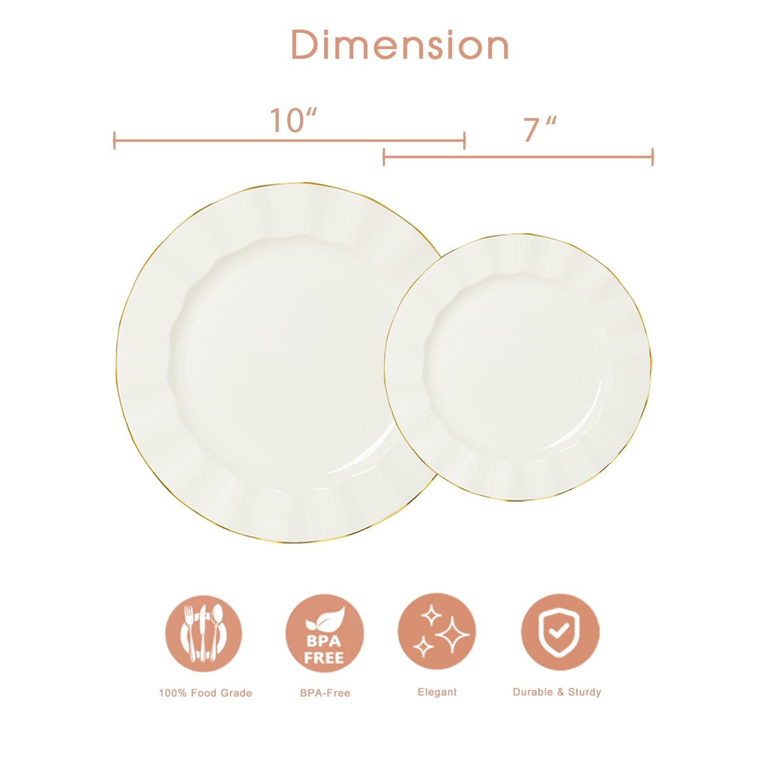 Fabulous Party ivory wave dessert plate with gold trim for easy serving