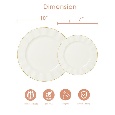 Fabulous Party ivory wave dessert plate with gold trim for easy serving