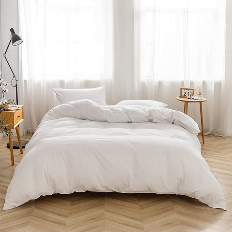 FACE TWO FACE duvet cover in white with breathable washed cotton texture