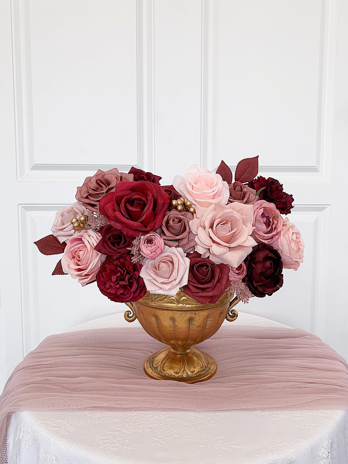 FACINOC burgundy roses cake decorating accents add elegant touches.