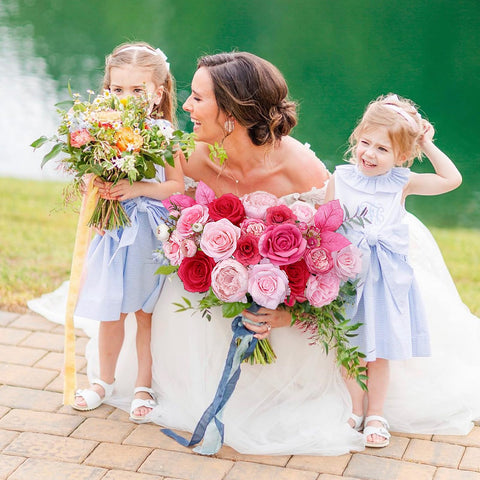 FACINOC pink rose bouquet stems eight-inch flexible for easy DIY.