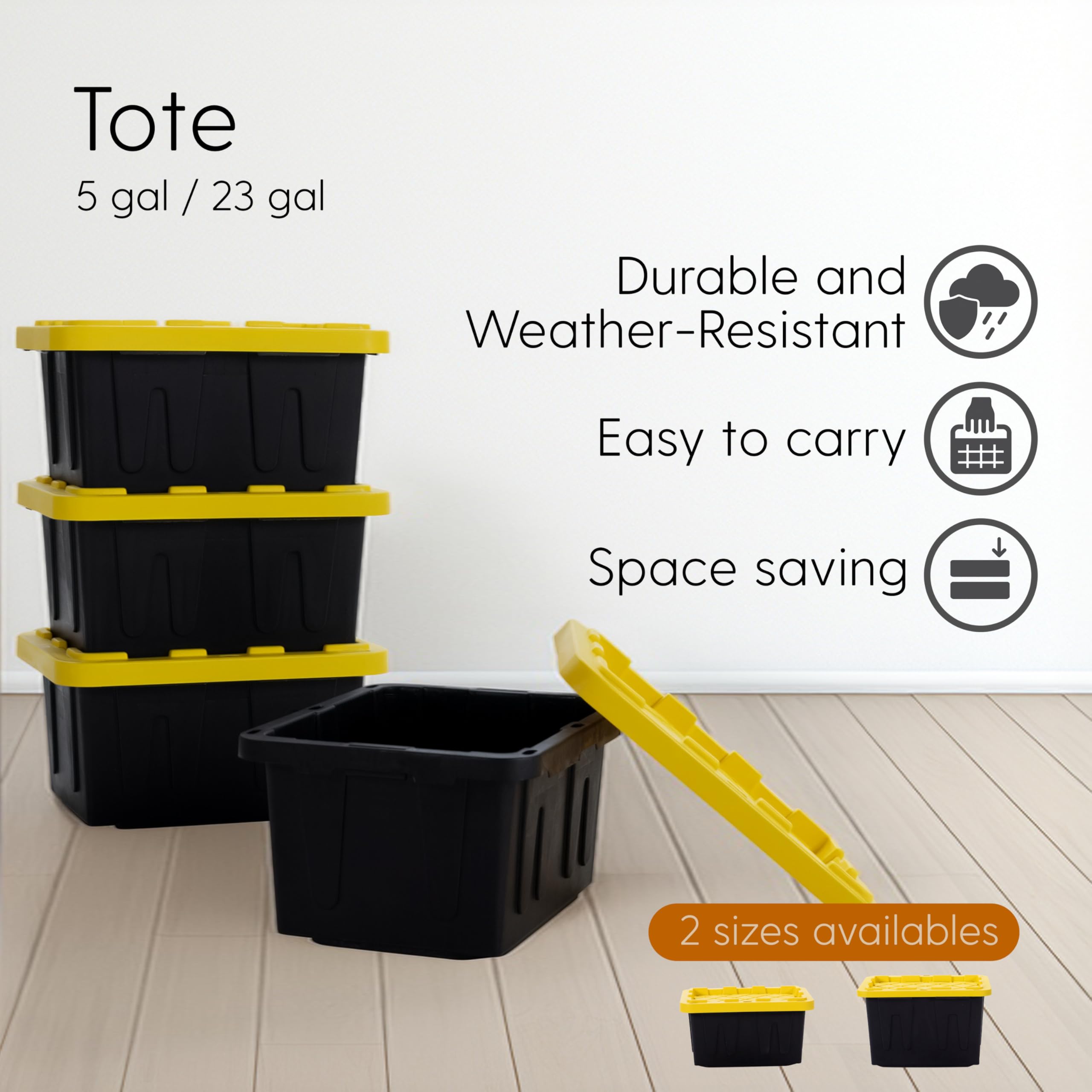 Factory Direct Partners high-density polyethylene tote provides durable storage for tools.