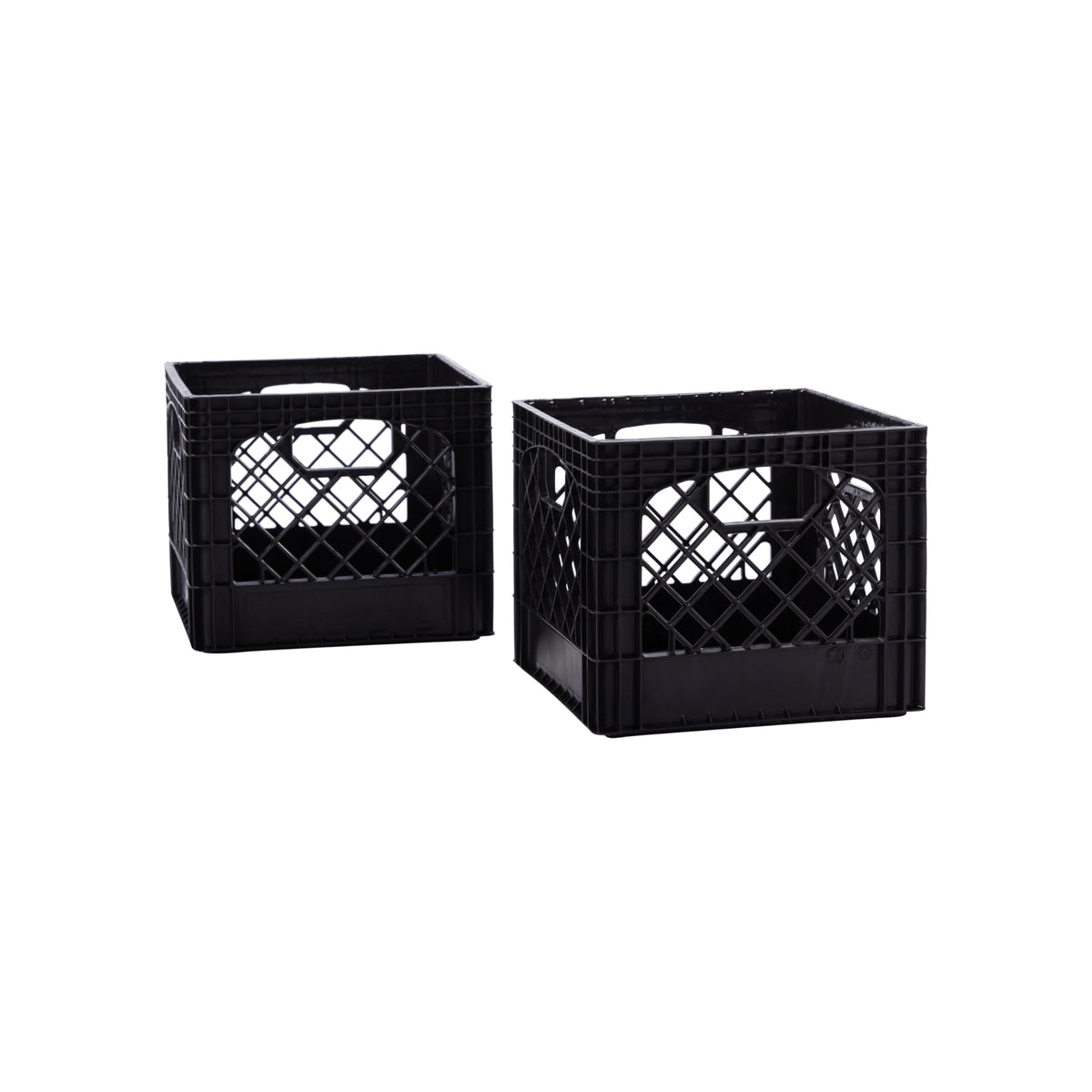 Factory Direct Partners milk crate 16-qt stackable handle close-up for easy lifting.