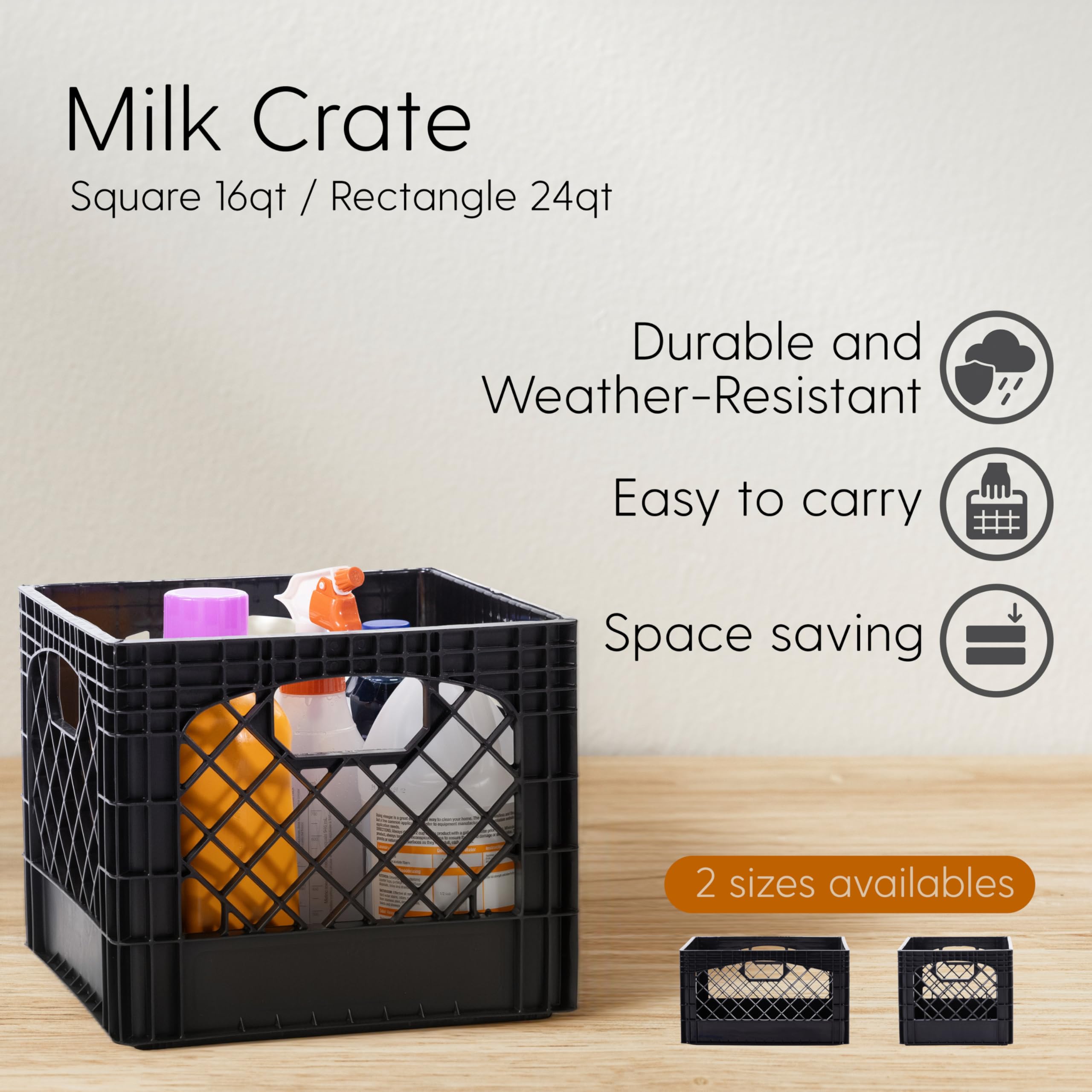 Factory Direct Partners 24qt milk crate stackable configuration showcasing space-saving potential