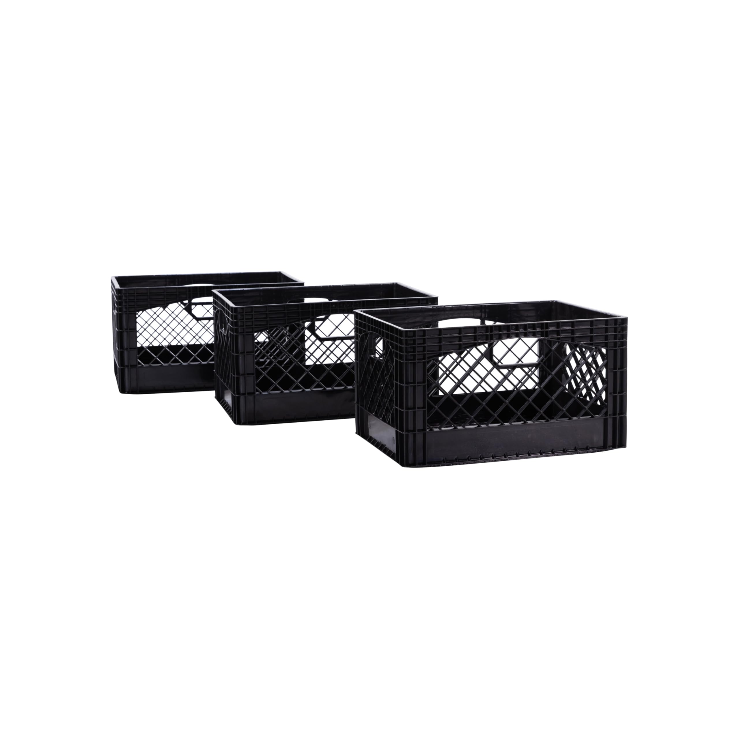 Factory Direct Partners rectangular milk crate front view, durable 24-qt storage for garage use